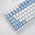 PBT Keycaps, Moa Profile Keycaps, Blue Cute Alice Rabbit Custom Keycaps, DYE-SUB 140 Keys Keycap Set Suitable for Alice Keyboard 61/64/84/87/104/108 Layout