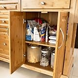 SoBuy® Luxus-Küchenwagen aus hochwertigem Bambus mit Edelstahlarbeitsplatte,Kücheninsel,Küchenschrank,B129xT46xH91cm FKW14-N - 7