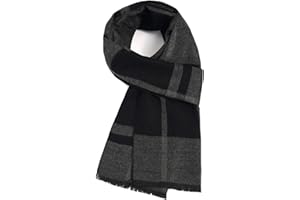 DHHYWWD Men Winter Cashmere Scarf, Soft Stylish Tartan Neck Scarf, Thick Warm Wool Men's Scarves for Autumn Winter