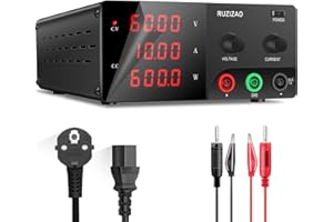 RUZIZAO Bench Power Supply Variable (0-60V,0-10A) High Power 600W DC Power Supply with Encoder Knob Adjustable Switching Power Supply High Precision Lab Power Supply Battery Charging Stable Output