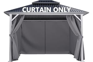 COWVIE 4-Panel-Seitenwände, 3 x 4 m, Ersatz-Sichtschutzvorhänge für Hardtop-Pavillon und Überdachung (nur Vorhang)