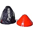 Precision Giant Saucer Cones Set of 20, 7" High Training Markers for Football, Rugby, Hockey, Large 30.5cm Diameter, Includes Mesh Carry Bag