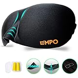 EMPO Eye Mask/Sleep Mask 3D Soft Memory Foam Contoured with Free Ear Plugs, Better Than Silk, Sleep Deeply Anywhere Anytime - Two SoftMAX Adjustable Straps to Fit All Head Sizes