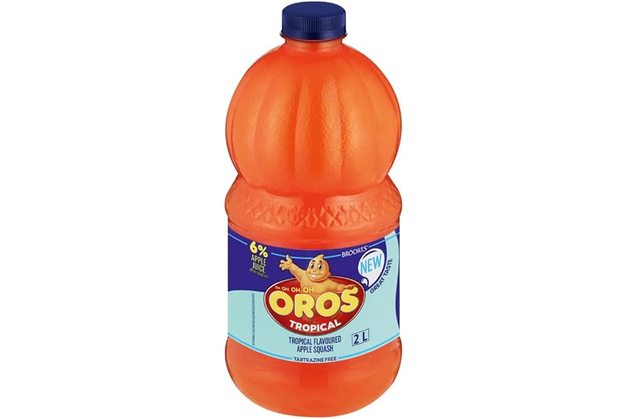 Brookes Oros Tropical Flavoured Apple Squash - Drink Concentrate, Makes up to 8 L - Tartrazine Free with 6% Fruit Content - 2