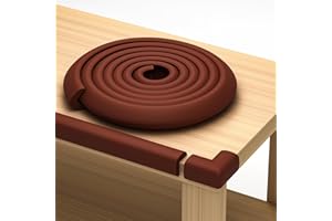 KOMFORTOLOGY Furniture Edge and Corner Guards | 16.2ft Protective Foam Cushion | 15ft Bumper 4 Adhesive Childsafe Corners | Baby Child Proofing Foam Set and Safe for Table, Fireplace, Countertop | Brown