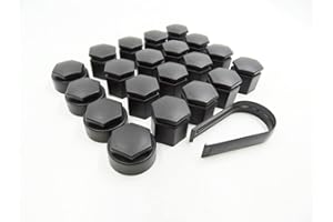 Partsdealers Radmutter-Abdeckungen für Opel Astra J K Zafira C Mokka Insignia B 2010–2023 Verriegelungskappen-Set x20 19 mm + Entfernungswerkzeug (schwarz)