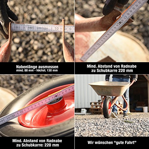 Pannensicheres Schubkarrenrad, Vollgummi-Reifen mit Präzisions-Kugellager, Universal Schubkarren-Reifen PU auf Stahlfelge mit 150 kg Traglast - 3