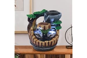 CHYNALYS Wasserfall Springbrunnen, Tischbrunnen Dekoration Wasserfall Springbrunnen fließendes Wasser, beleuchteter Tischbrunnen, Wasserfall, Zimmerbrunnen Tischbrunnen Wasserfall mit LED-Leuchten(I)