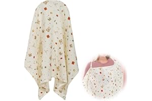YNR Couverture d'allaitement en mousseline de coton respirante, tablier d'allaitement réglable pour maman, bouclier d'intimité, poncho d'allaitement pour bébé et poussette