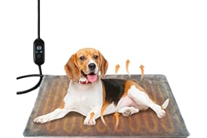 Ambesty Mata grzewcza dla kota i psa, ogrzewana mata dla kotów z termostatem i timerem, sznurek zapobiegający gryzieniu mata dla noworodków i kotów, dla małych rozmiarów i osób starszych, szara (40 x