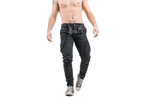 Instinct I Pantaloni Cargo Uomo in Cotone, Pantaloni con Tasche Laterali Uomo, Pantalone Tasconato Uomo Multitasche Cargo Uomo Slim Fit W9