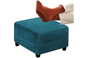 RTSFKFS Stool Covers 14/16/18/20/22/24/26/28/30/32/34/36/38/40/42/44in, Square Velvet Ottoman Covers with Stretch Thick Checked with Elastic Bottom, Removable Washable(Deep Teal,20in/50x50cm)
