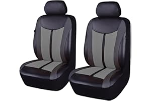 Flying Banner Car Seat Covers Front Pair Leather Splicing Mesh Breathable Cover Black with Gray Color