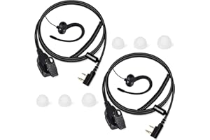 HYSHIKRA Auricolare leggero per radio a forma di G compatibile con Retevis Baofeng Kenwood RT24 UV5R TK250 TK320 Walkie Talkie (nero, 2 PACK)