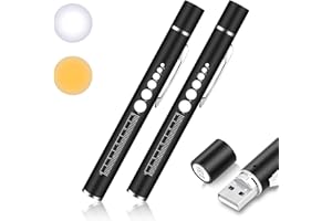 flintronic 2pc Pupillenleuchte Medizin, Diagnostikleuchte Krankenschwester Rettungsdienst Zubehör, mit Pupillenmessgerät & Lineal, Aufladbar USB LED Stiftlampe für Krankenschwester Studentische Ärzte