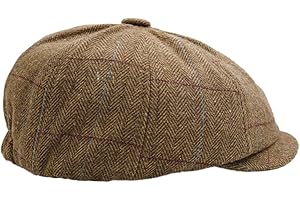 Charmylo Newsboy Cap Gatsby Baker Boy Hat Flat Caps Tweed Adjustable Peaky Herringbone Cloth Cap Hat