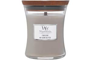 WoodWick Candela profumata Hourglass media con stoppino crepitante | Fireside | Durata della fragranza: fino a 60 ore