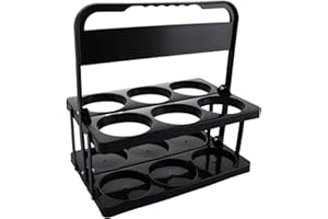 ASelected Milk Bottle Holder Foldable Plastic Drink Carrier, 6 Holes Reusable Beer Bottle Carrier, Wine Bottle Carrier With Handle, (Black)