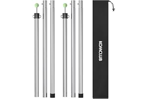 KOMCLUB Tarp Poles Telescoping Tent Poles Adjustable Stainless Steel Camping Poles Lightweight Canopy Poles for Hiking Camping Tarp Tent Car Canopy Awning 2 Piece Set