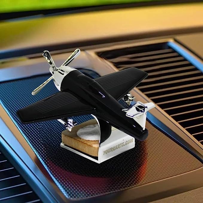 YOURKARTS.COM Solar Powered Car Perfume Diffuser/Dispenser | Aeroplane Glider Design, Auto Rotation Fan | For Car Dashboard w