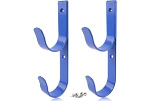 MENG ZHI AO Lot de 2 cintres larges pour poteau de piscine en aluminium bleu résistant avec vis, crochets parfaits pour la piscine, les bâtons télescopiques, les écumeurs, les filets, etc.