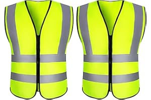 OYAYUBI 2 Stück Warnwesten Auto Pannenweste , 2022 Gelb Warnweste mit Reißverschluss und 360 Grad Reflektierende Streifen, Neongelb Sicherheitsweste, Waschbar Reflektierend Weste, Herren Frauen, Pkw, LKW