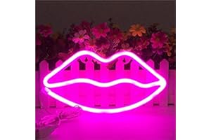 Nordstylee Insegna luminosa al neon, luce notturna al LED a forma di labbra, decorativa, regalo per bambini, per parete, festa di compleanno, Natale, decorazione di nozze, rosa