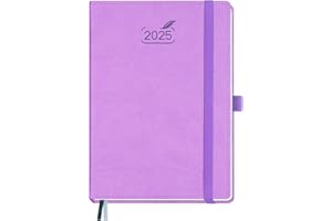 BEZEND Agenda Settimanale 2025 Verticale A5 Carta da 100 g/m², Scheda Mensile, Portapenne e Tasca Interna | 15,5 x 21,5 cm Copertina Rigida in Pelle PU - Lavanda