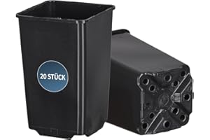 ‎TYMAR Tymar Anzuchttöpfe hoch, 20 Stück, 11x11x21,5, Tiefwurzlern, Pflanzentöpfe für Aussaat, für Sämlinge oder Stecklinge, Pikiertöpfe, tief Blumentopf, Kunststoff