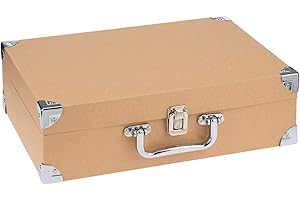 Glorex 6 2027 245 Maletín de viaje de cartón FSC sostenible tamaño aprox. 355 x 25 x 10 cm de cartón piedra para pegar pintar para la técnica Decopatch o servilleta marrón natural