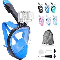 Masque De Plongée Plein Visage Wsobue - Vue 180° - Anti-Buée Et Anti-Fuite - Support Caméra - Adulte/Enfant