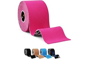 SPORTTAPE Taśma kinezjologiczna – różowa – 5 cm x 5 m | taśma kinezjologiczna i taśma sportowa w przypadku urazów i bólów | elastyczna i hipoalergiczna taśma fizjologiczna | KinesioTape wodoodporna |