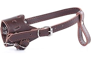 PETCUTE Bozal para Perro bozal antiladridos bozal de Perro de Cuero Comodos bozal para Perro pequeño Grandes