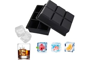 WYEWYE Bandeja grande para cubitos de hielo, paquete de 2 moldes para cubitos de hielo sin BPA, bandejas de hielo flexibles de fácil liberación con 6 rejillas, moldes grandes de silicona para fiestas y vida