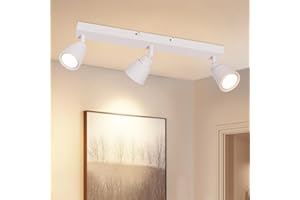 TaFiCo Foco de Techo LED Interior 3 Focos - Lámpara de Techo Foco Blanco GU10 - Moderno Giratorio Lampara Foco Techo LED - Focos Para el Techo para Salón Dormitorio Cocina - Sin Bombilla