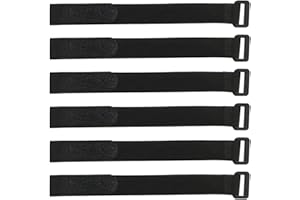 QUYUEUG 6-Pack Black Nylon Velcro Straps – Heavy-Duty Velcro Cable Ties & Organiser for Bike Rack, Luggage, Helmet (20x250mm, Reusable)