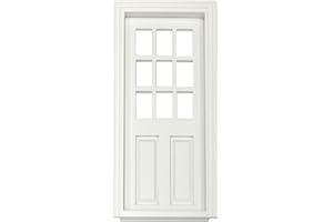 MyTinyWorld Dolls House Miniature White Painted 9 Panel Glazed Wood Door