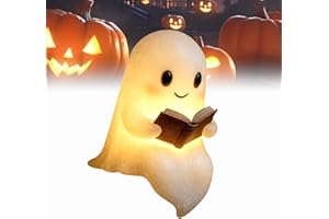 Dewppxi Niedliche Geister-Leselampe, Ghost Reading Book Lamp, Halloween Geister Lampe, 3D-LED-Geister Statue Nachtlicht, Halloween Deko für Schlafzimmer und Bücherregal (15cm-1Stück)