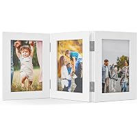 Klappbarer 3er Bilderrahmen Aus Holz – Für 10x15 Cm Fotos, Mit Glas, Standfest Oder Wandhängbar