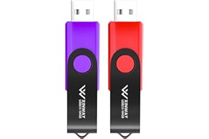XinwaY USB Flash Drive 64GB Memory Stick Thumb Drive Swivel Design Jump Drive, (2 Pack 64GB - Red Purple)
