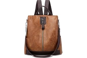 PORRASSO Sac à Dos Femme Antivol Sacs à Bandoulière avec Trou pour écouteurs Fille Sac D'école PU Cuir Daypack Travail Voyage Sac à Dos