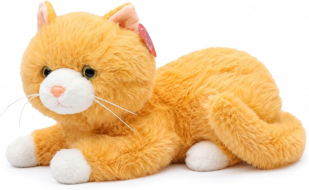 VARDEM 36 cm Peluş Sesli Kedi Oyuncak, 4 Asorti Renk Seçenekli Yumuşak Kedi Peluşu, Ses Efektli Çocuk Oyuncağı, Sarılmalık Uyku Arkadaşı ve Hediye Peluş Kedi PJH14473 (KAHVERENGİ)