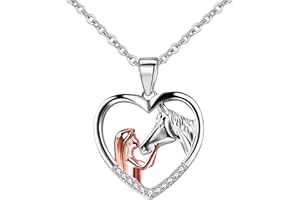 Mezrkuwr Colgante de corazón, collar de niña y caballo con joyero, joyas de caballos, regalo para niñas, novia, madre, hija, regalos de joyería