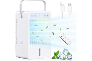 HONMICON Mobile Air Conditioner, 1500 ml Mobile Air Conditioner, Mini Air Cooler with Water Cooling, USB Evaporative Cooler with Remote Control, 5 Speeds & 3 Modes, 10H Timer, Ideal for Room/Office