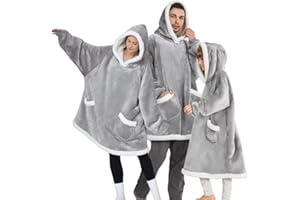 TOUVE Sweat à Capuche Surdimensionné Épaississant, Sweat Plaid Polaire Chaude Sherpa Couverture avec Manches Et Poche, Pull Plaid Homme Femme Adapté aux Adultes, Hommes, Femmes, Adolescents