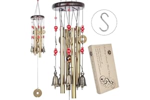BWINKA Chinois Traditionnel étonnant 4 Tubes 5 Cloches Bronze Jardin Jardin Extérieur en plein air carillons 60cm