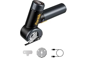 Fanttik C8 Nano Elektrische Schere, Kartonschneider Elektrisch mit Bildschirm, LED-Licht, 3 Geschwindigkeitsstufen, Wiederaufladbarer Akku, Geeignet für Stoffe, Teppiche, Leder, Kartons - Schwarz