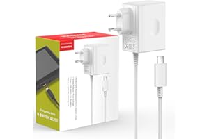 YCCTEAM Chargeur pour Switch Console Adaptateur Secteur Support Le Mode TV 15V / 2.6A Charge Rapide avec Câble de 1.5m/5ft, Compatible avec Switch Lite/Switch OLED-Blanche