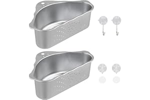 Ziyonix 2 Estante de Drenaje Fregadero de Acero, Colador Fregadero Triangular de Cocina Cesta de Esquina Triangular Cesta de Drenaje de Acero Inoxidable con Ventosas para Filtrar Residuos de Cocina