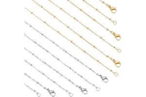 NBEADS 44.5cm 12pz Catene per Collana, 2 Colori 304 Collane A Catena Satellite in Acciaio Inossidabile Set Catena di Perline con Scatola di Plastica per Gioielli Fai da Te Fare Collana Bracciale